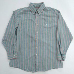 VTG Samsons Shirts For The Substantial Man Men's Button Front Shirt XL Blue Red